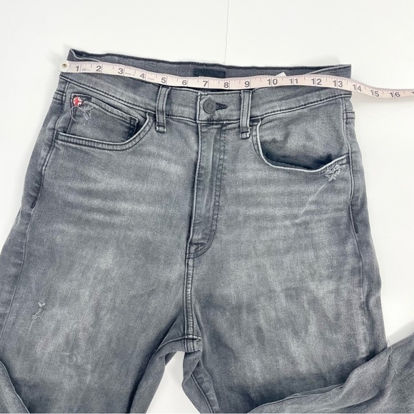 HUDSON Kass High Rise & Straight Fit Jeans Raw Hem Faded Black‎ Distressed 25 - Picture 9 of 15